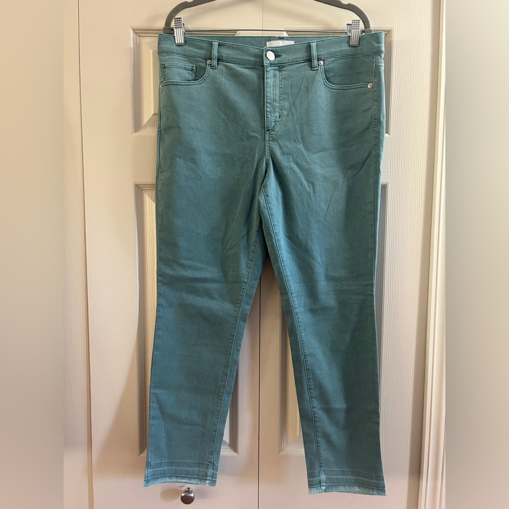 LOFT Jeans Women's 31/12 teal Modern Skinny Crop Stretch Mid Rise Pants NWT